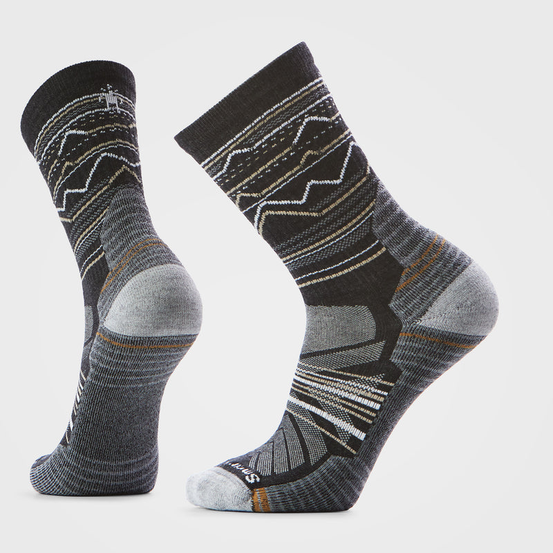 Hike Mountain Range Crew Socks - Charcoal-Light Gray / XL