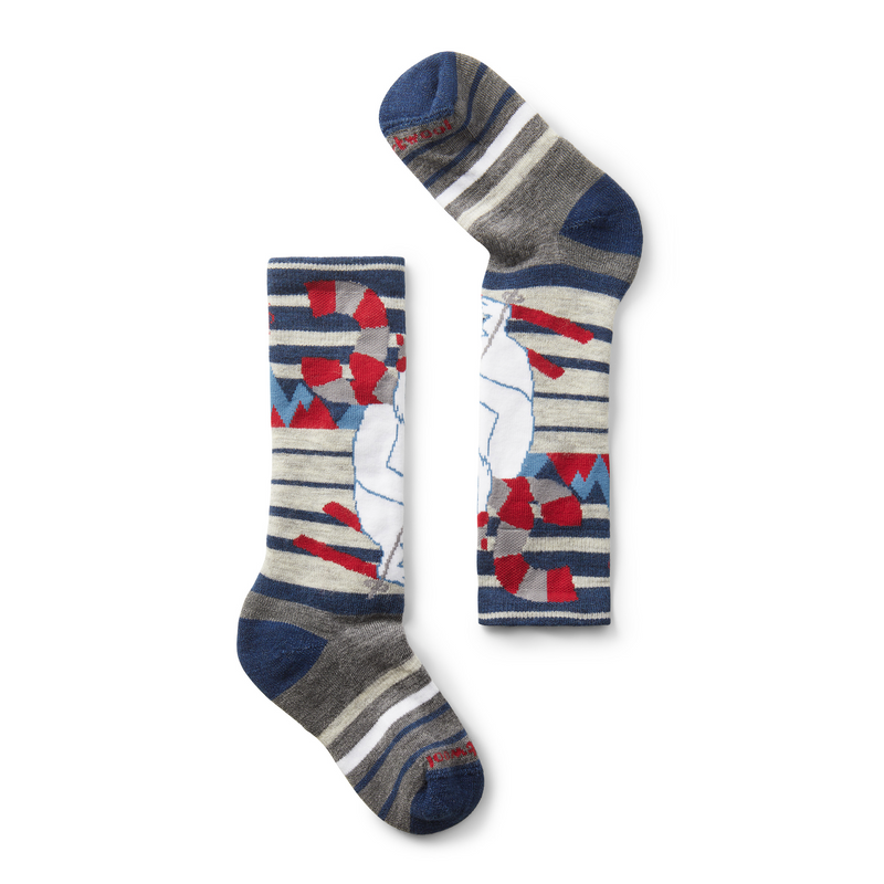 Kids' Wintersport Yeti Pattern Over The Calf Socks - Alpine Blue / M