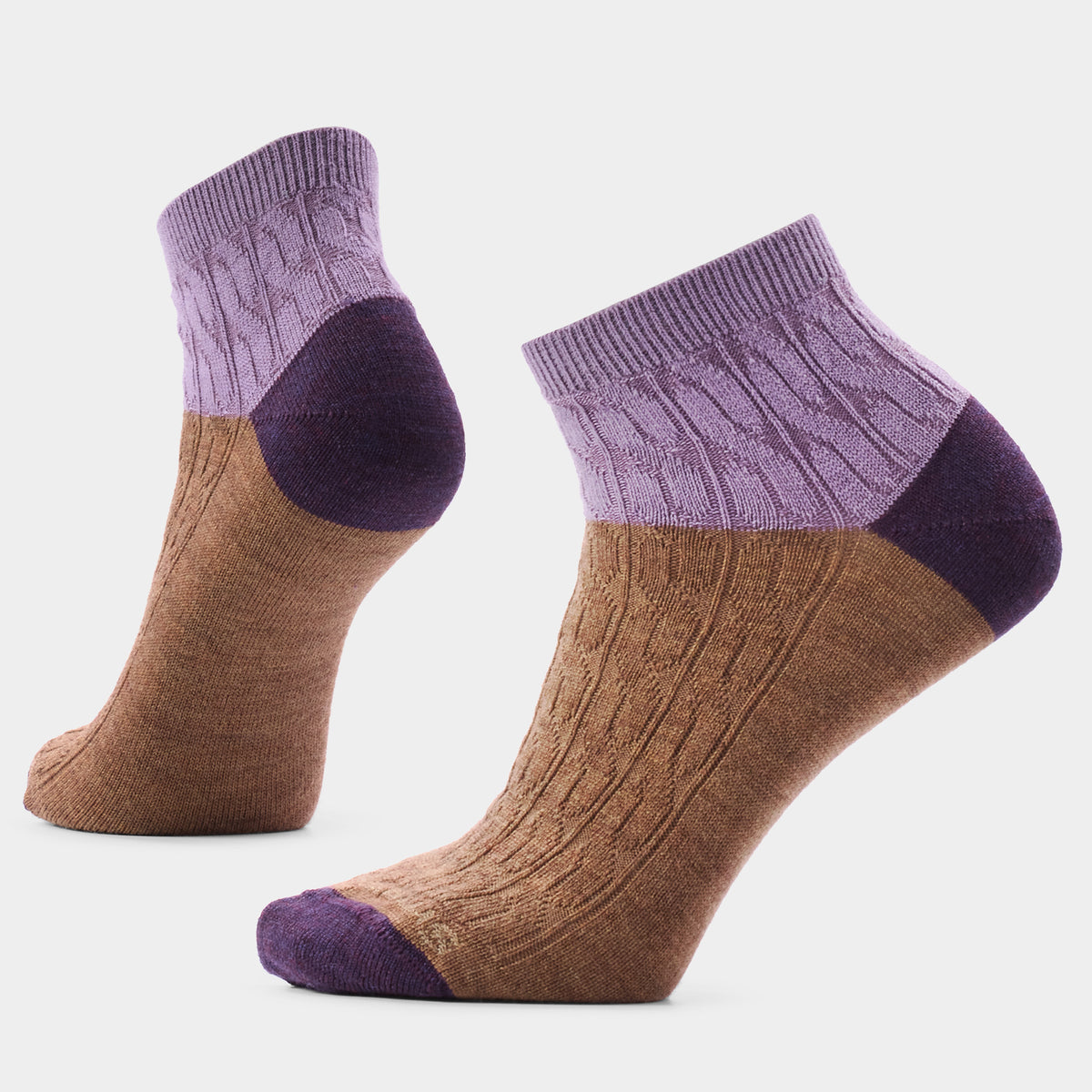 Women's Everyday Cable Ankle Socks Mocha - ver - 1