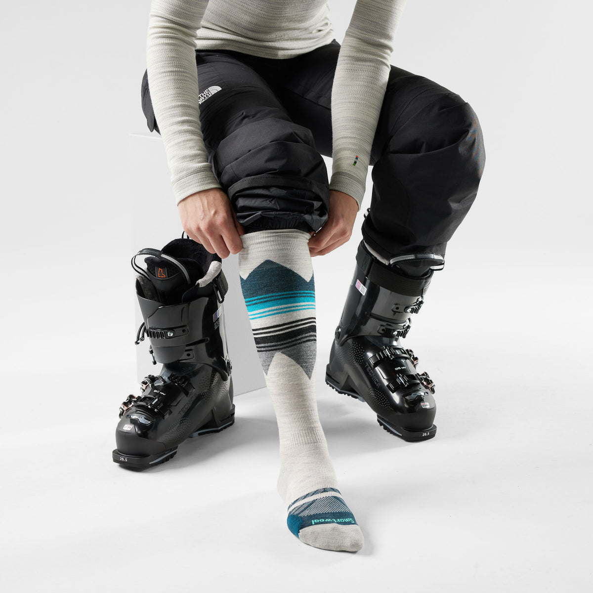 Women's Ski Pattern Over The Calf Socks Honey Gold - ver - 3