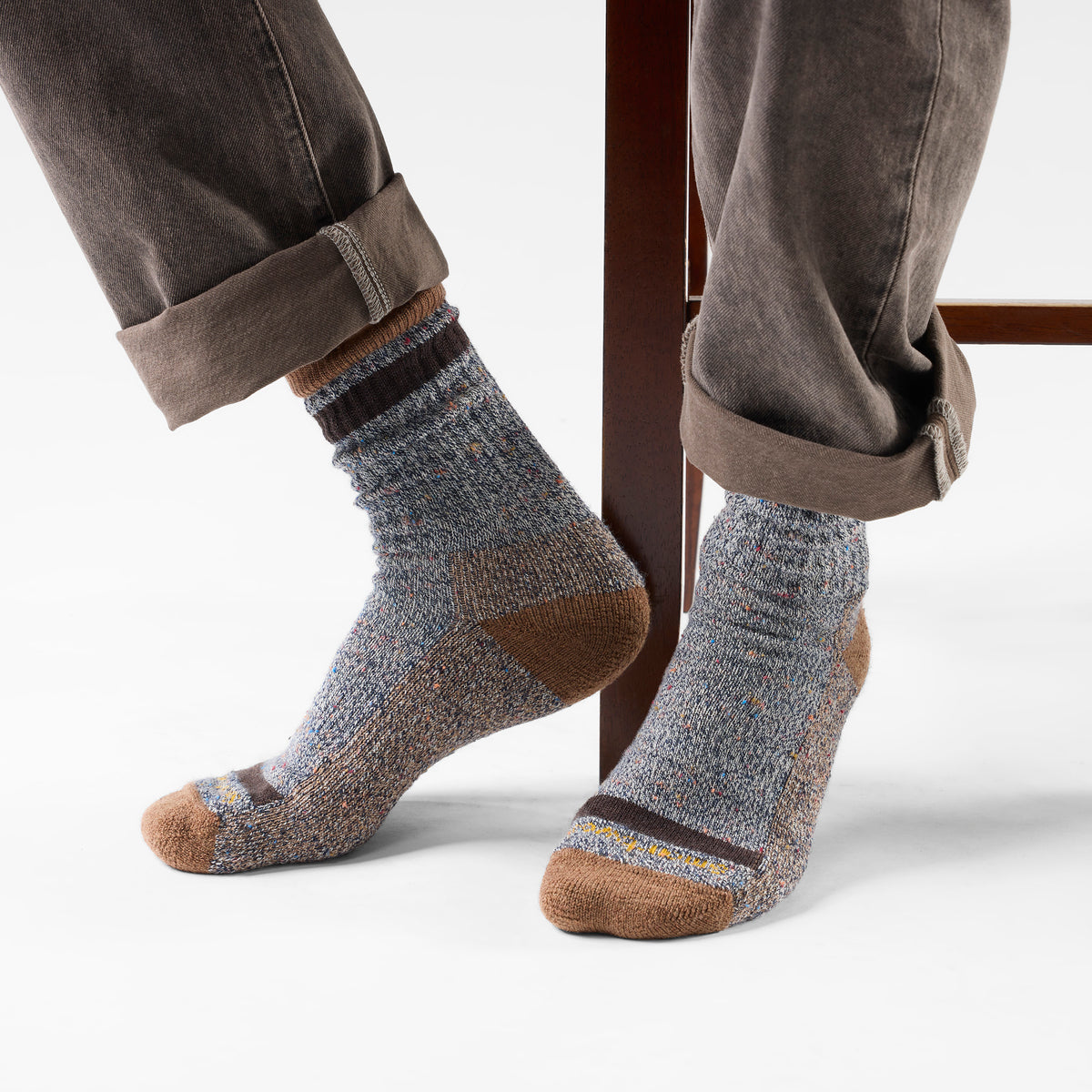 Everyday Cozy Larimer Crew Socks Mocha - ver - 2