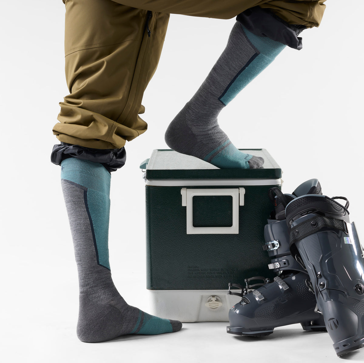 Ski Over The Calf Socks Dusty Teal - ver - 2