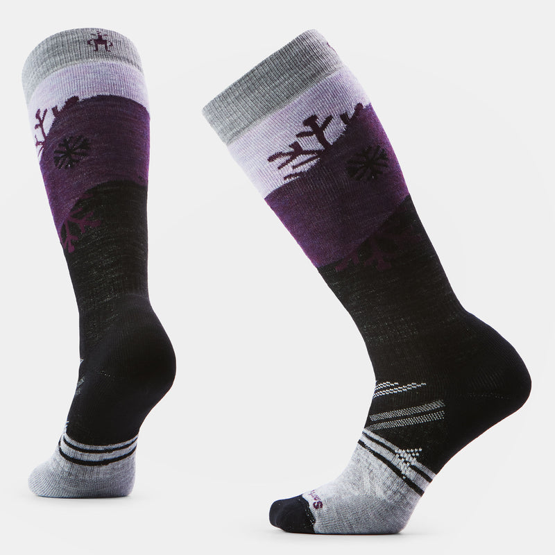 Women's Ski Snowpocalypse Pattern Over The Calf Socks - Purple Eclipse / M