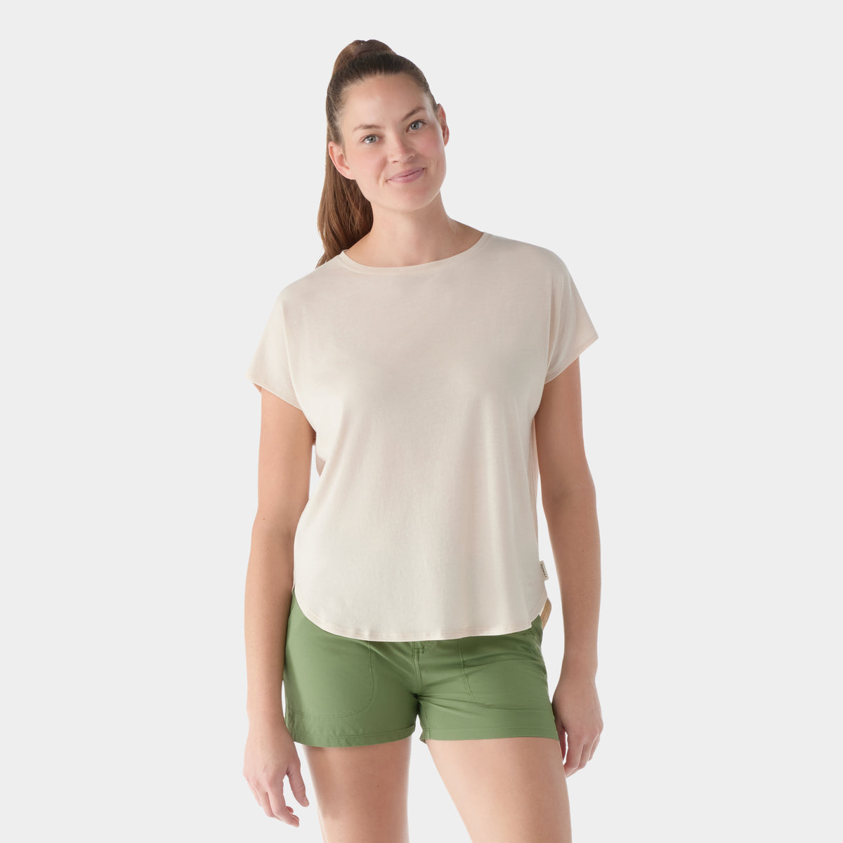 Women's Short Sleeve Swing Top Almond - ver - 1