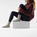 Women's Everyday Cozy Waffle Press Crew Socks Taupe-Natural Marl - ver - 2