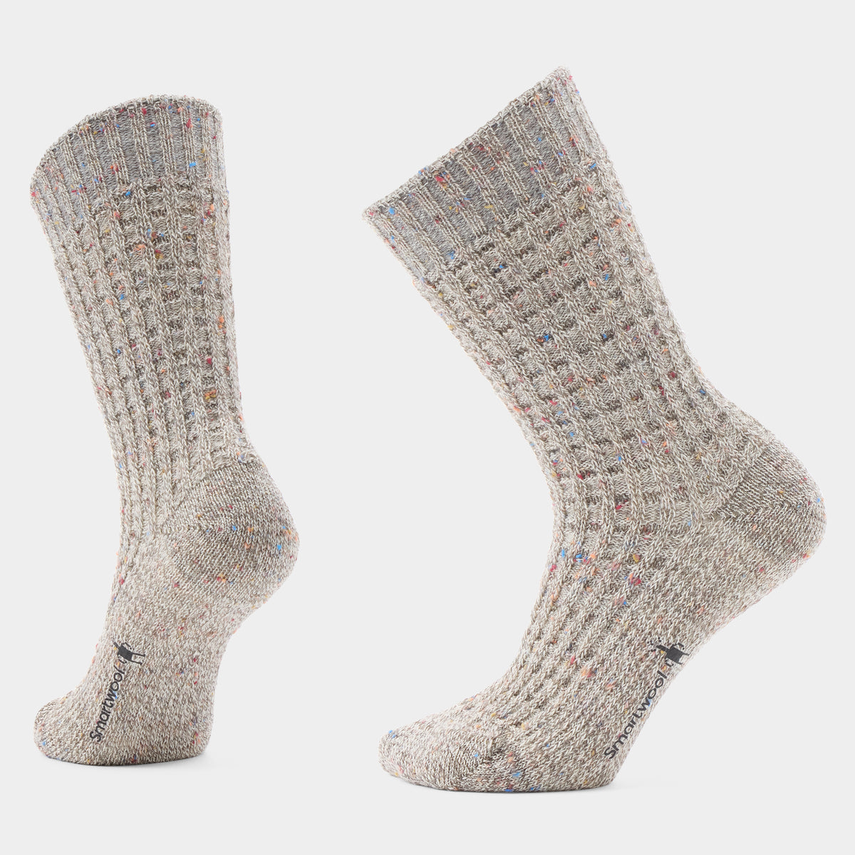 Women's Everyday Cozy Waffle Press Crew Socks Taupe-Natural Marl - ver - 1