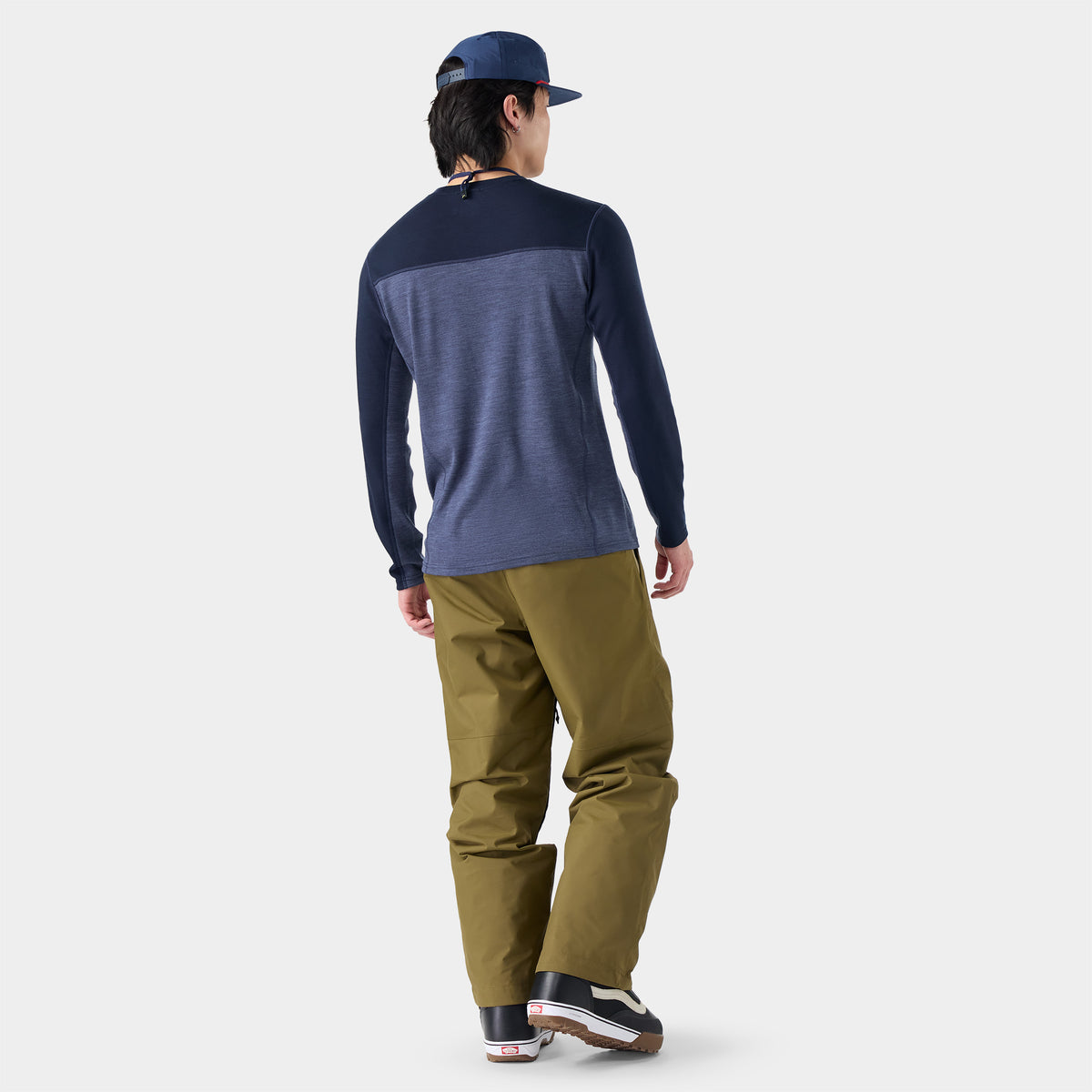 Men's Classic Thermal Merino Base Layer Colorblock Crew Deep Navy-Nightfall Blue - ver - 2