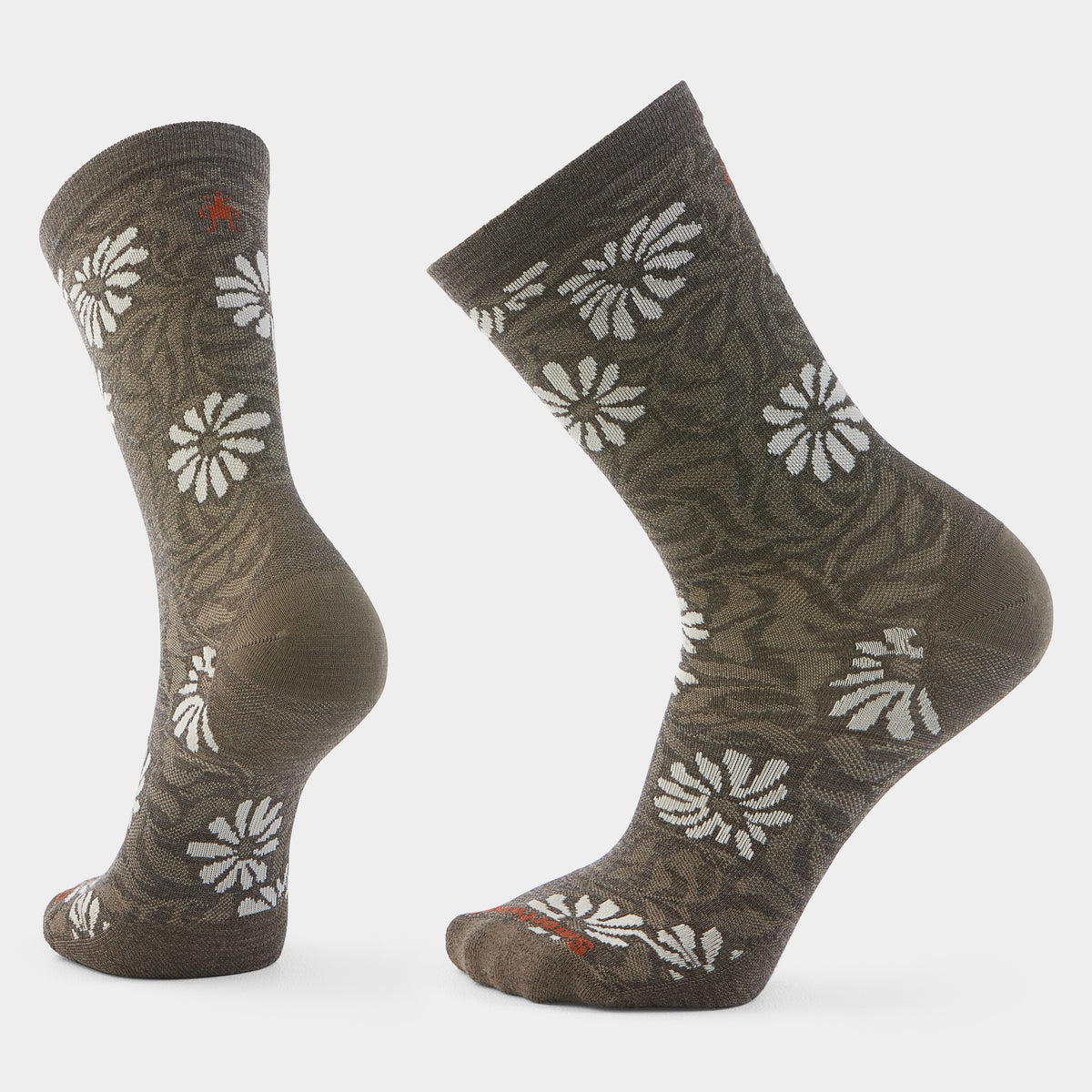 Women's Everyday Floral Crew Socks Taupe - ver - 1