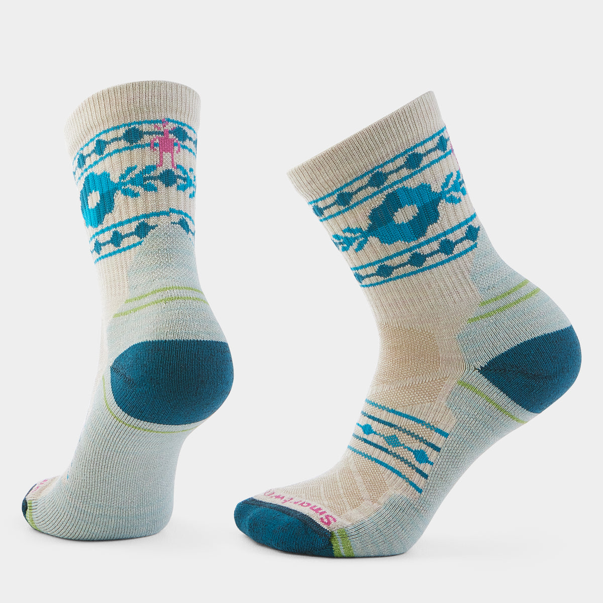 Mi-chaussette de randonnée Retro Floral pour femmes  - voir - 1