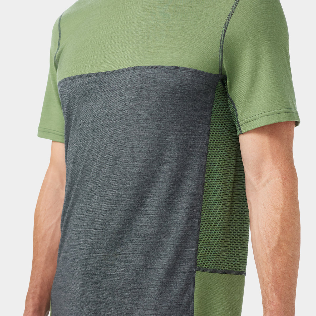 Men's Mountain Bike Short Sleeve Jersey Charcoal-Fern Green - ver - 3