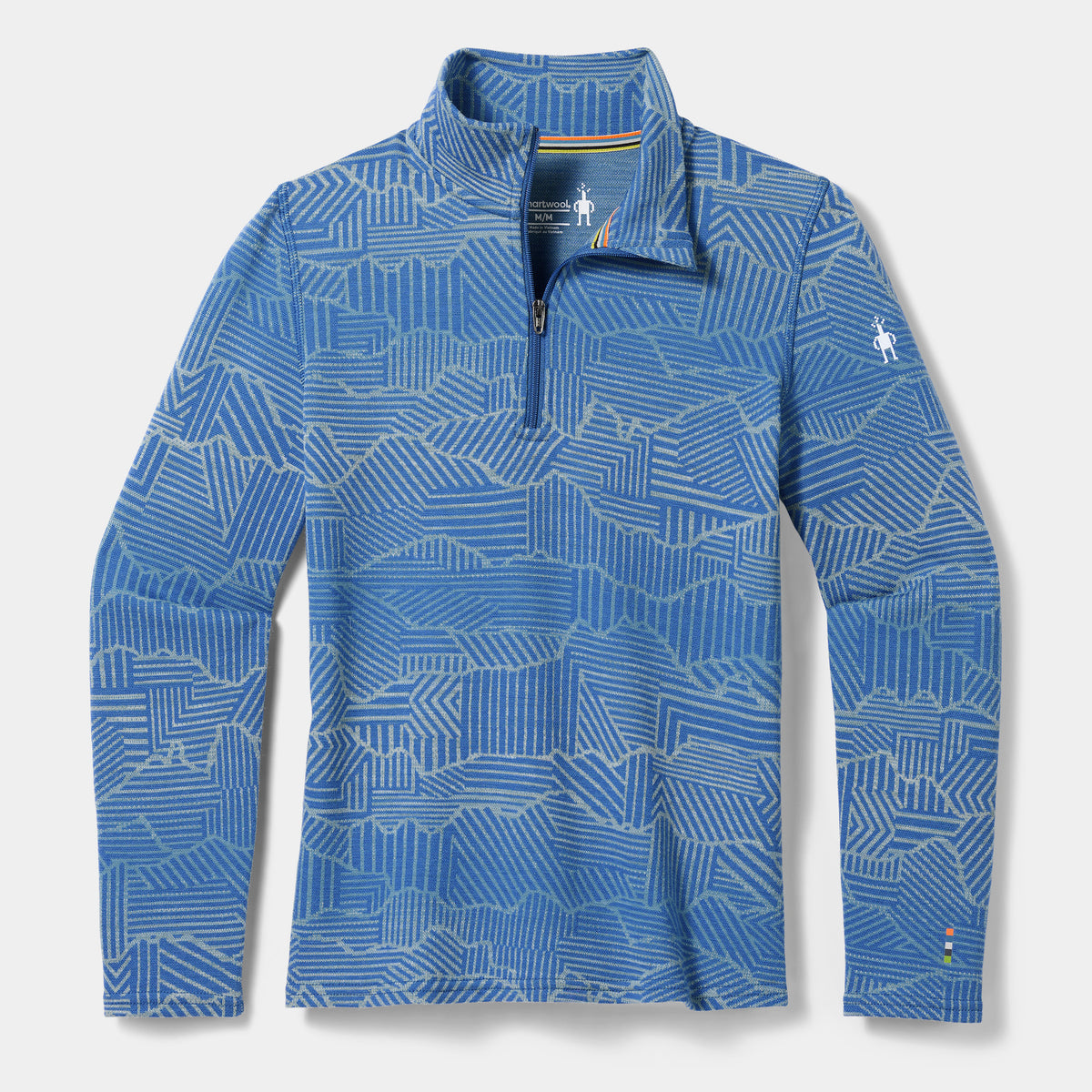 Kids' Classic Thermal Merino Base Layer 1/4 Zip Indigo Linear Peaks - ver - 3