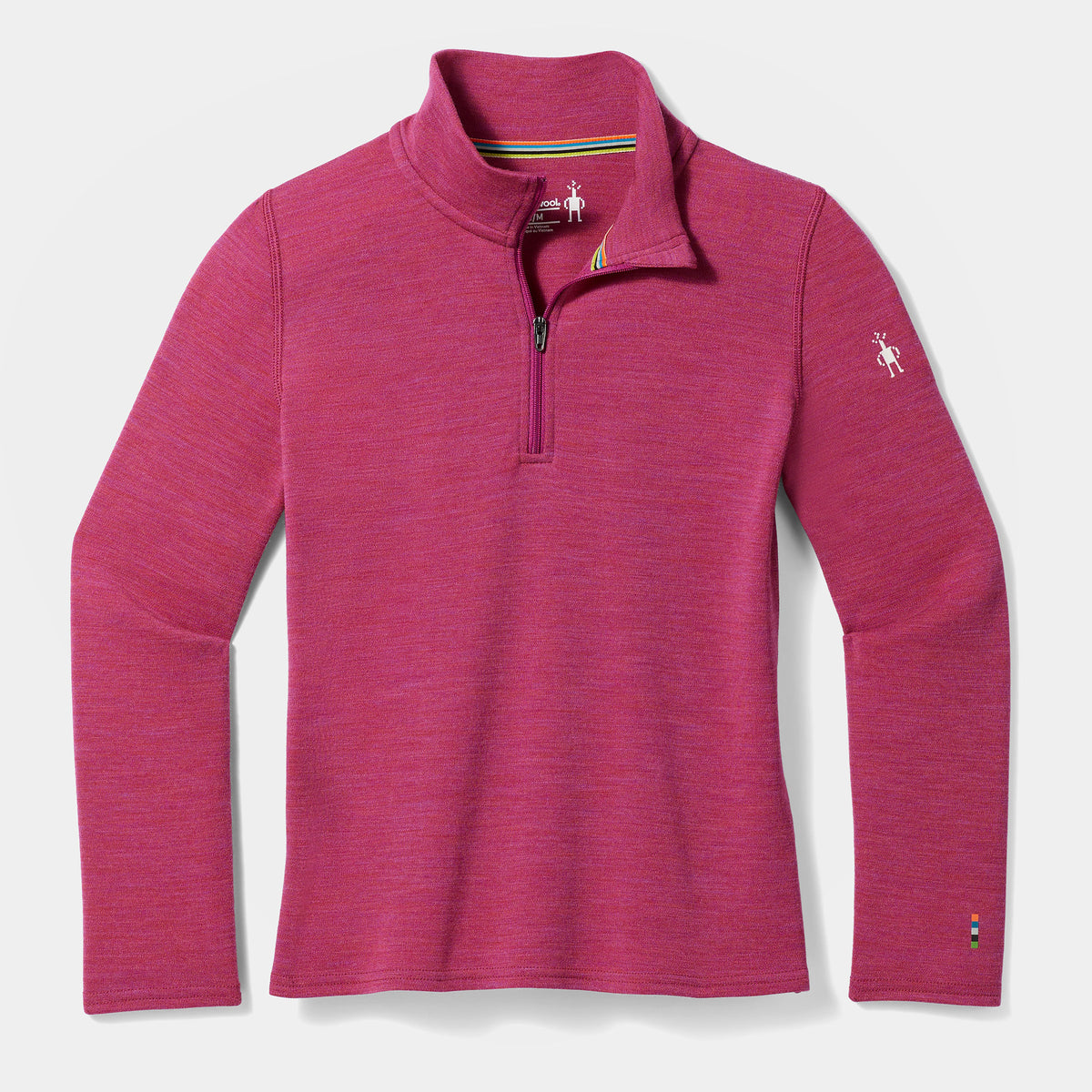 Kids' Classic Thermal Merino Base Layer 1/4 Zip Festive Fuchsia Heather - ver - 3