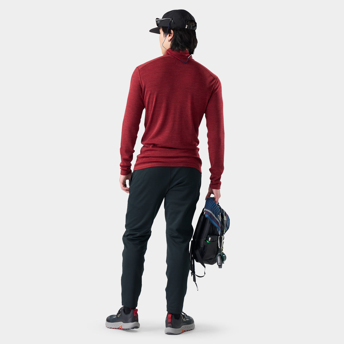 Men's Classic Thermal Merino Base Layer 1/4 Zip Currant Heather - ver - 2