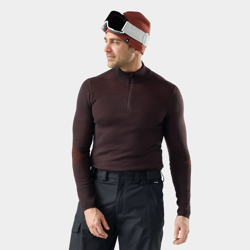 Men's Intraknit™ Thermal Merino Base Layer 1/4 Zip - Dark Mink-Burnt Sienna / L