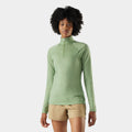 Women's Classic All-Season Merino Base Layer 1/4 Zip Green Tea - ver - 1