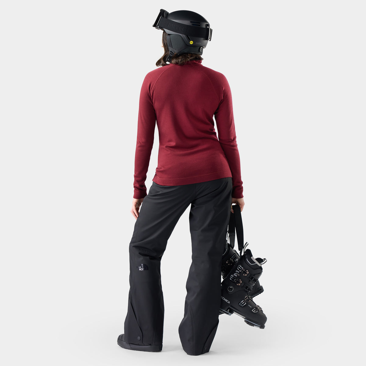 Women's Classic Thermal Merino Base Layer 1/4 Zip Cherry Lacquer - ver - 2