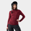 Women's Classic Thermal Merino Base Layer 1/4 Zip Cherry Lacquer - ver - 1