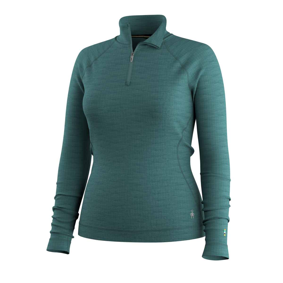 Women's Classic Thermal Merino Base Layer 1/4 Zip Dark Teal Heather - ver - 3