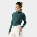 Women's Classic Thermal Merino Base Layer 1/4 Zip Dark Teal Heather - ver - 1