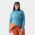 Women's Classic Thermal Merino Base Layer 1/4 Zip Plus Mineral Blue Heather - ver - 1