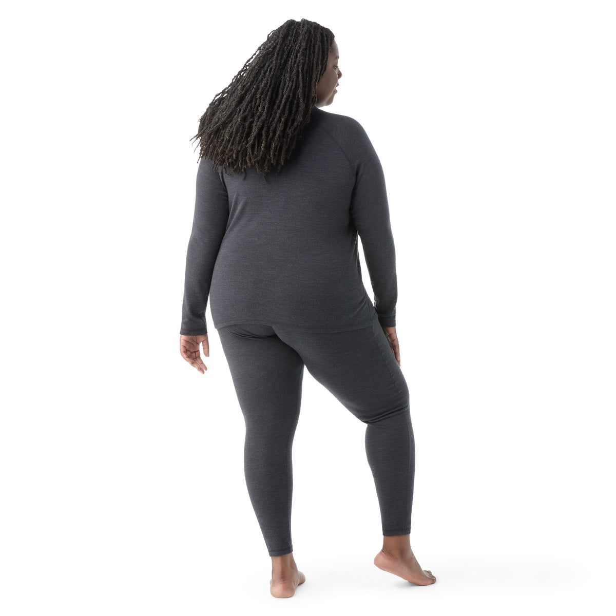 Women's Classic Thermal Merino Base Layer 1/4 Zip Plus Charcoal Heather - ver - 2