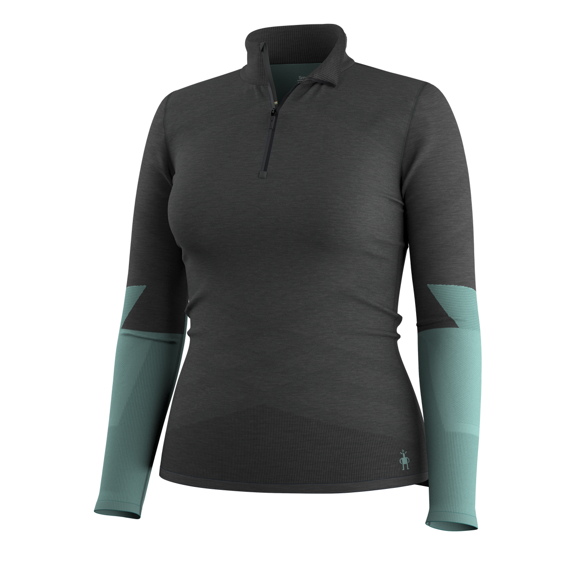 Women's Intraknit™ Thermal Merino Base Layer Colorblock 1/4 Zip Charcoal-Dusty Teal - ver - 3