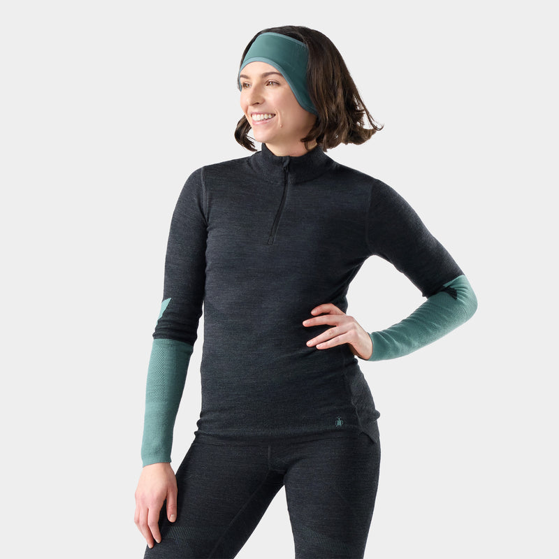Women's Intraknit™ Thermal Merino Base Layer Colorblock 1/4 Zip - Charcoal-Dusty Teal / L
