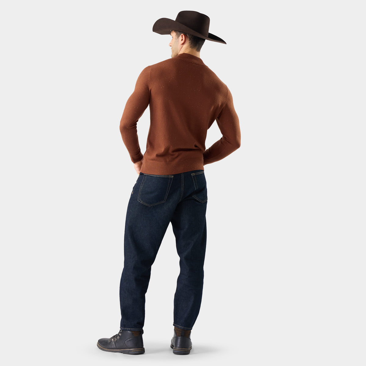 Men's Sparwood 1/4 Zip Sweater Burnt Sienna Donegal - 2
