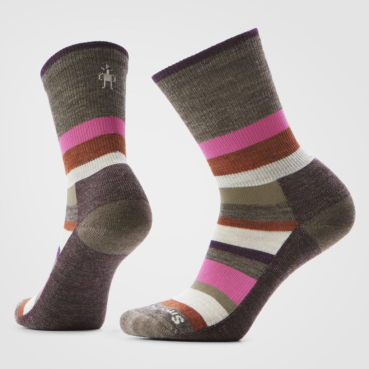 Women's Everyday Multi-Stripe Crew Socks Taupe - ver - 1