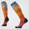 Ski Geo Peaks Print Over The Calf Socks Orange Rust - ver - 1