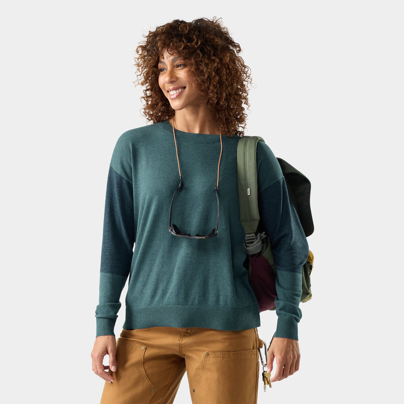 Chandail à encolure ronde Edgewood pour femmes - Jaspé Bleu Sarcelle Cendré Foncé / TP