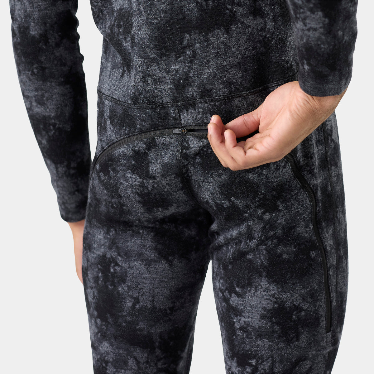 Men's Classic Thermal Merino Base Layer One Piece Black Tie Dye - ver - 3