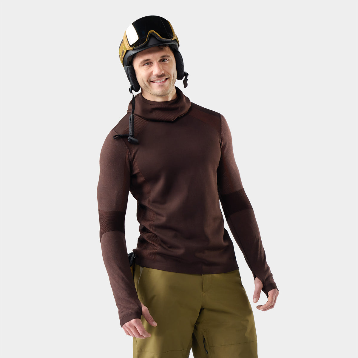 Men's Intraknit™ Thermal Merino Base Layer Hoodie Dark Mink-Burnt Sienna - ver - 1
