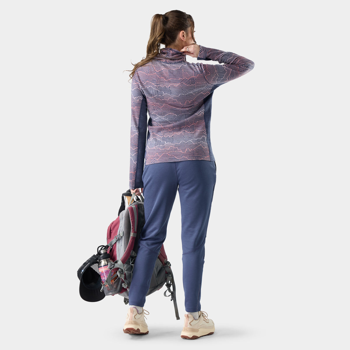 Women's Classic Thermal Merino Mock Neck Nightfall Linear Peaks - ver - 2
