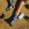 Trail Run Summit Sector Print Crew Socks Nightfall Blue - ver - 5