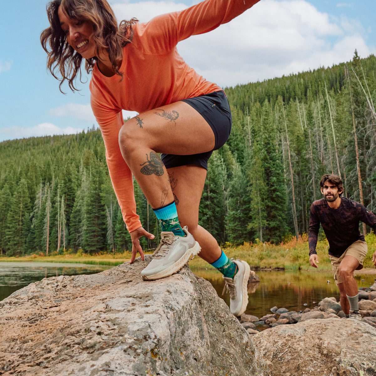 Chaussette de randonnée imprimée Mountain Lake pour femmes  - voir - 3