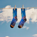 Hike Mountain Myth Print Crew Socks Deep Navy - ver - 4