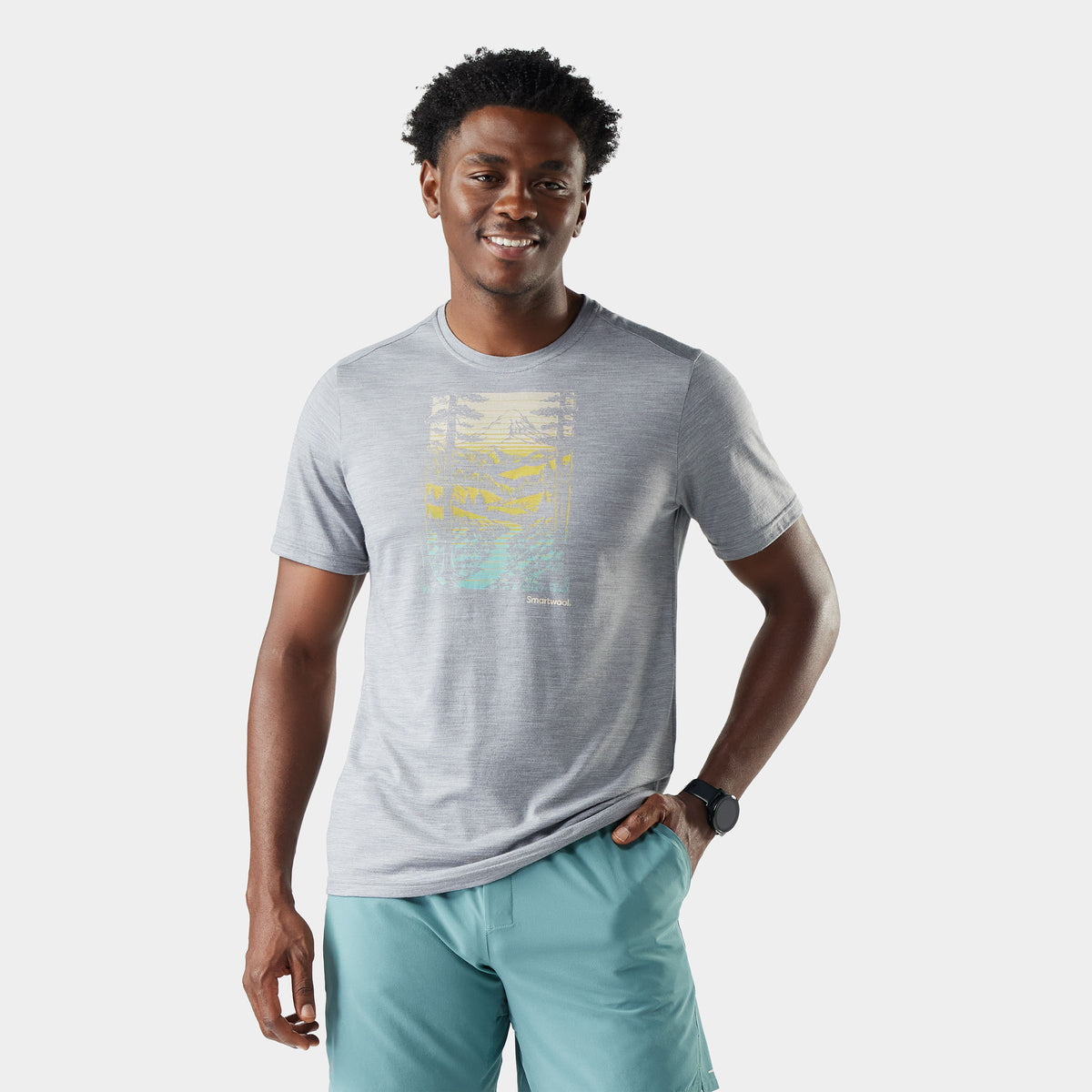 Men's Winding Trail Active Short Sleeve Graphic Tee Light Gray Heather - ver - 1