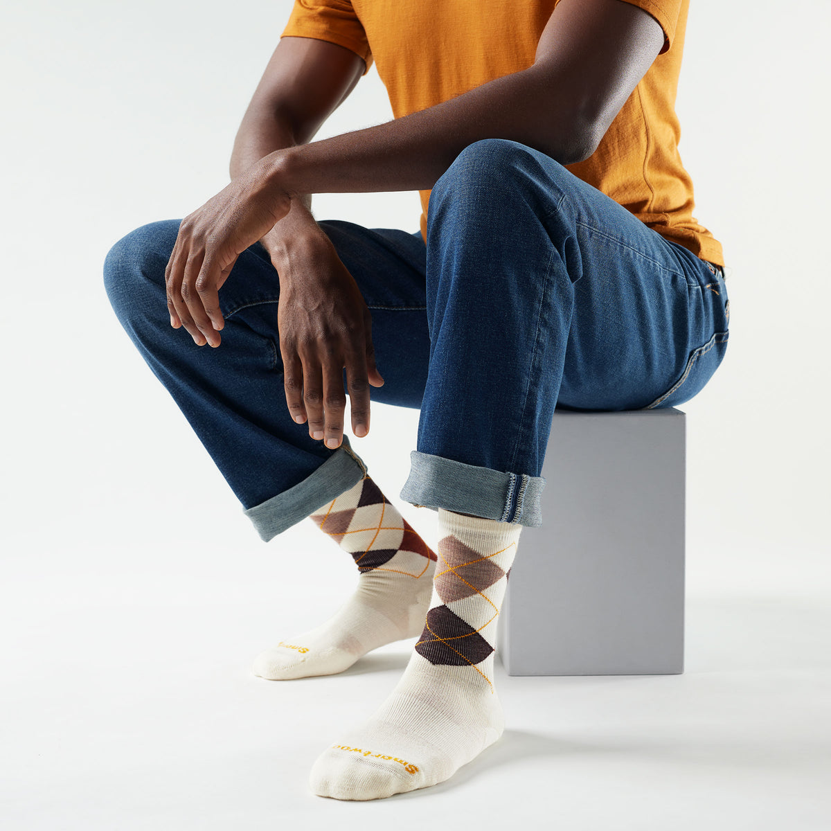 Everyday Diamond Jim Argyle Crew Socks Natural - ver - 2