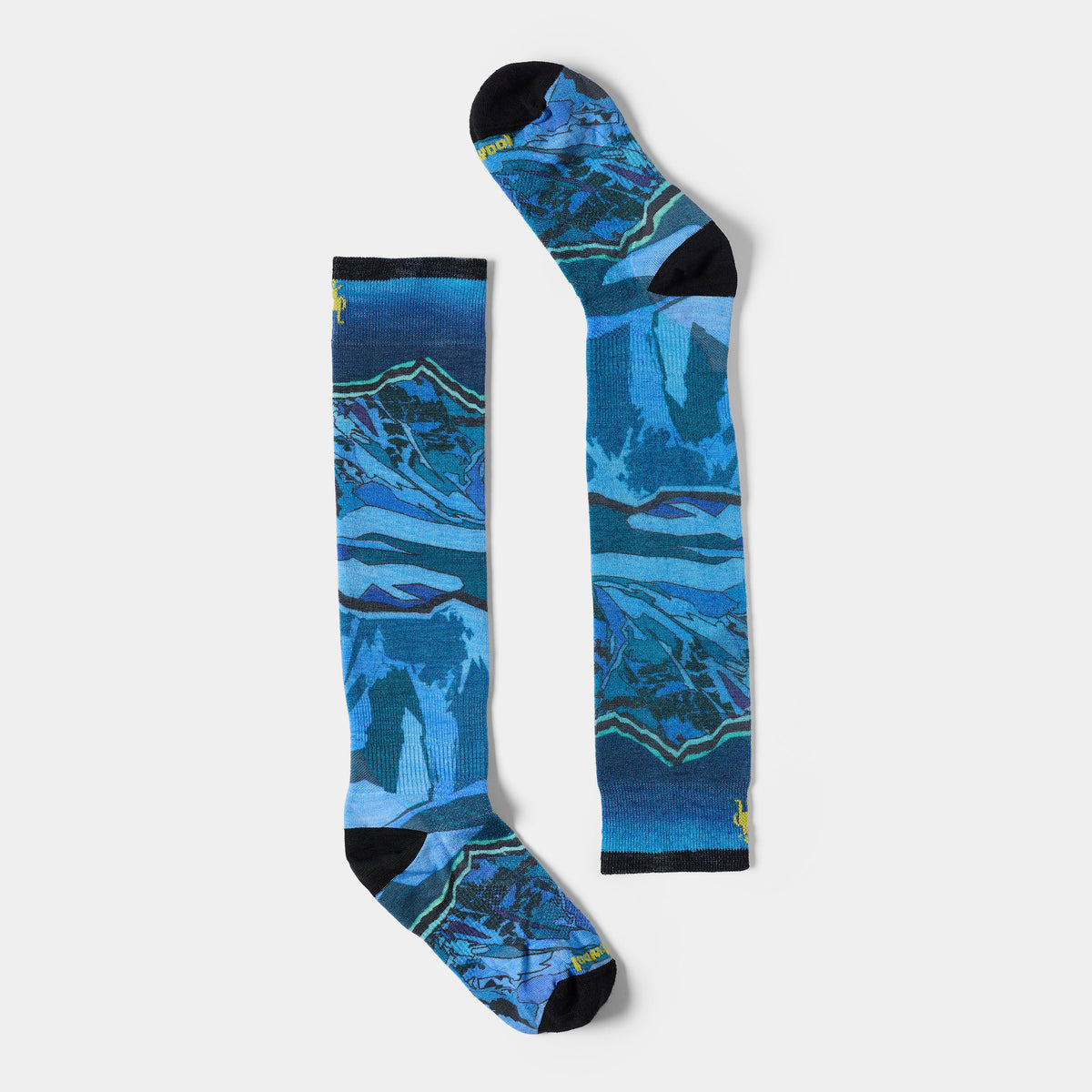 Junior Ski Storm Peak Print Over the Calf Socks Nightfall Blue - ver - 1