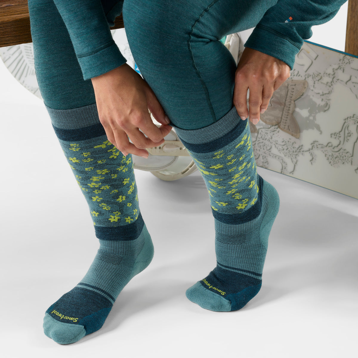 Chaussette de planche à neige sous-genou Wild Blossom pour femmes  - voir - 2