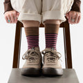 Women's Everyday Pin Stripe Crew Socks Chestnut - ver - 2