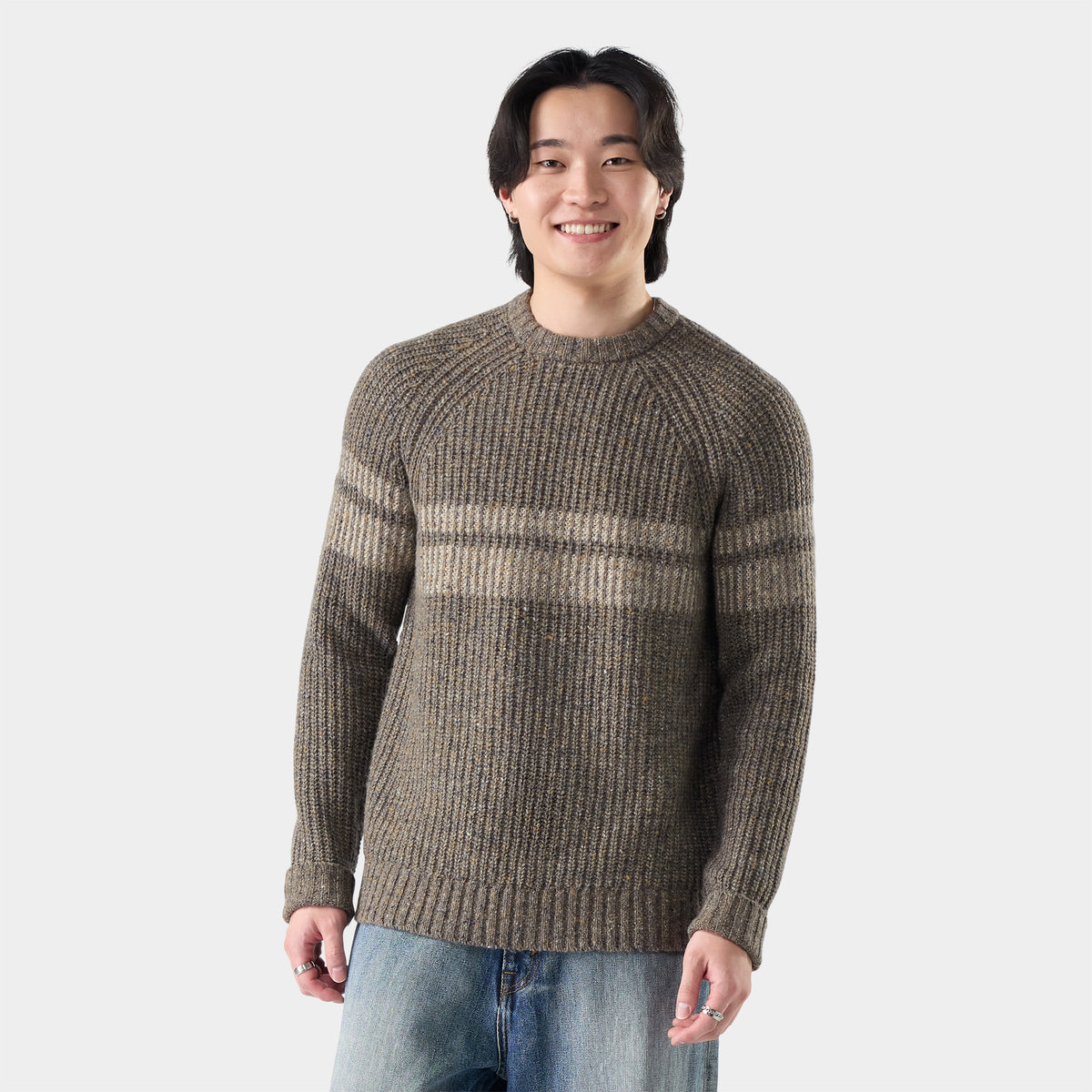 Men's Fisherman Crew Sweater Mocha Heather - ver - 1