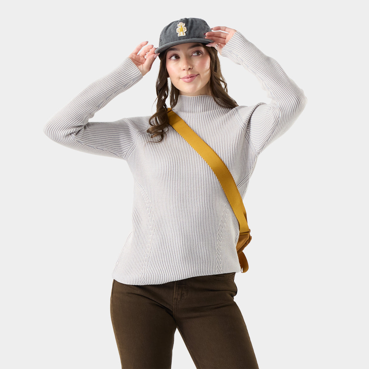 Women's Summit Funnel Neck Sweater White - ver - 1