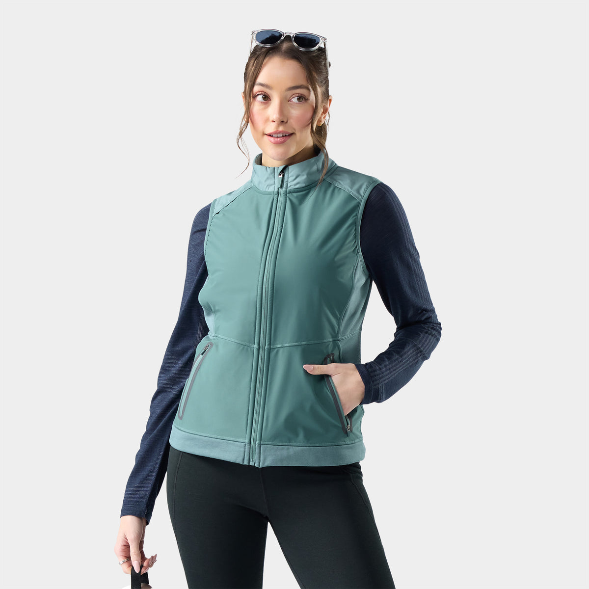 Women's Active Fleece Wind Insulated Vest Dusty Teal - 1