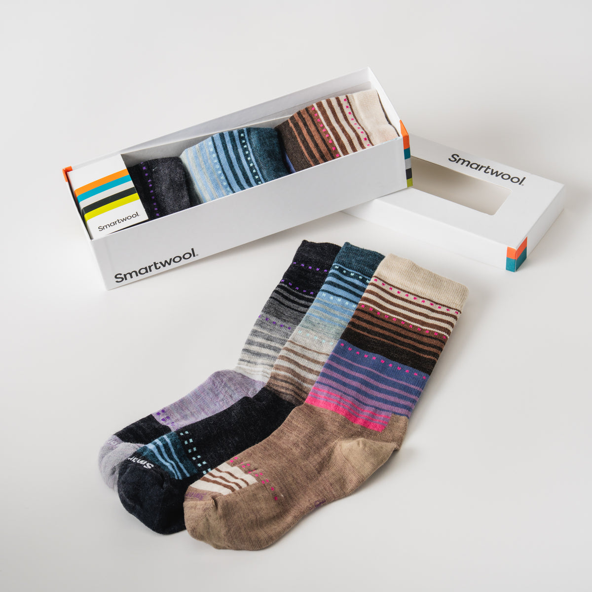Women's Everyday Stitch Stripe Crew Socks Trio Gift Box Multicolor - ver - 1