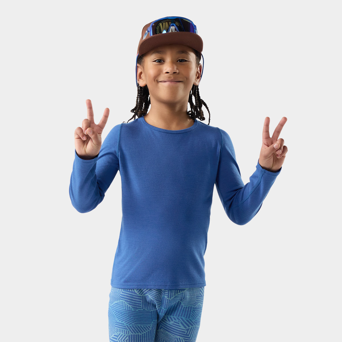 Kids' Classic Thermal Merino Base Layer Crew Royal Indigo - ver - 1