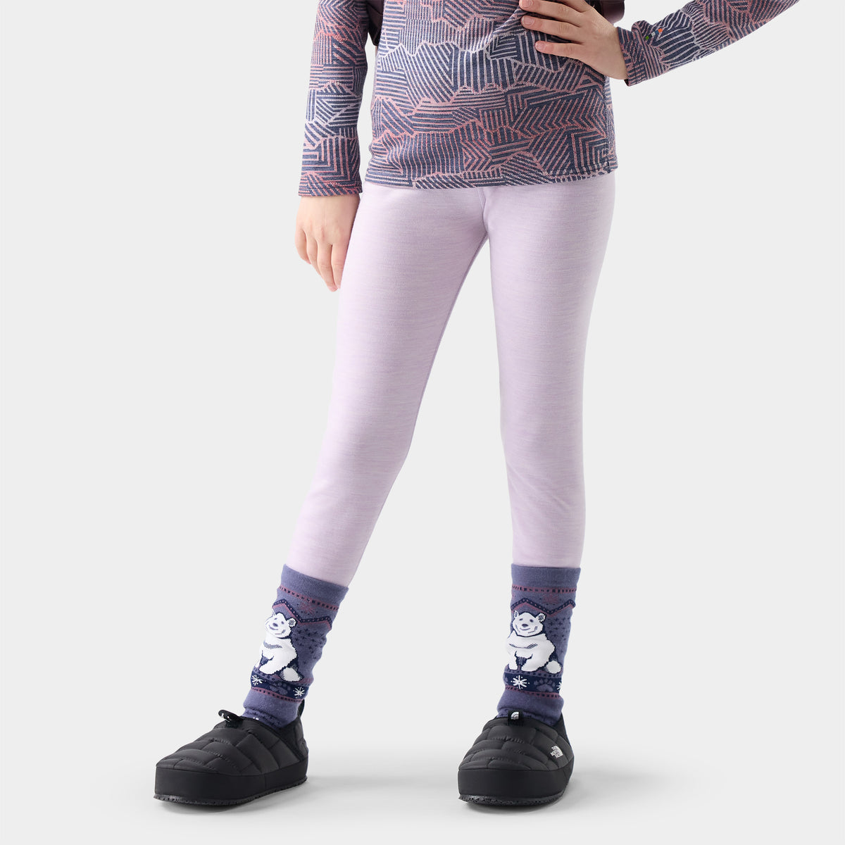 Kids' Classic Thermal Merino Base Layer Bottom Lavender Sky Heather - ver - 1