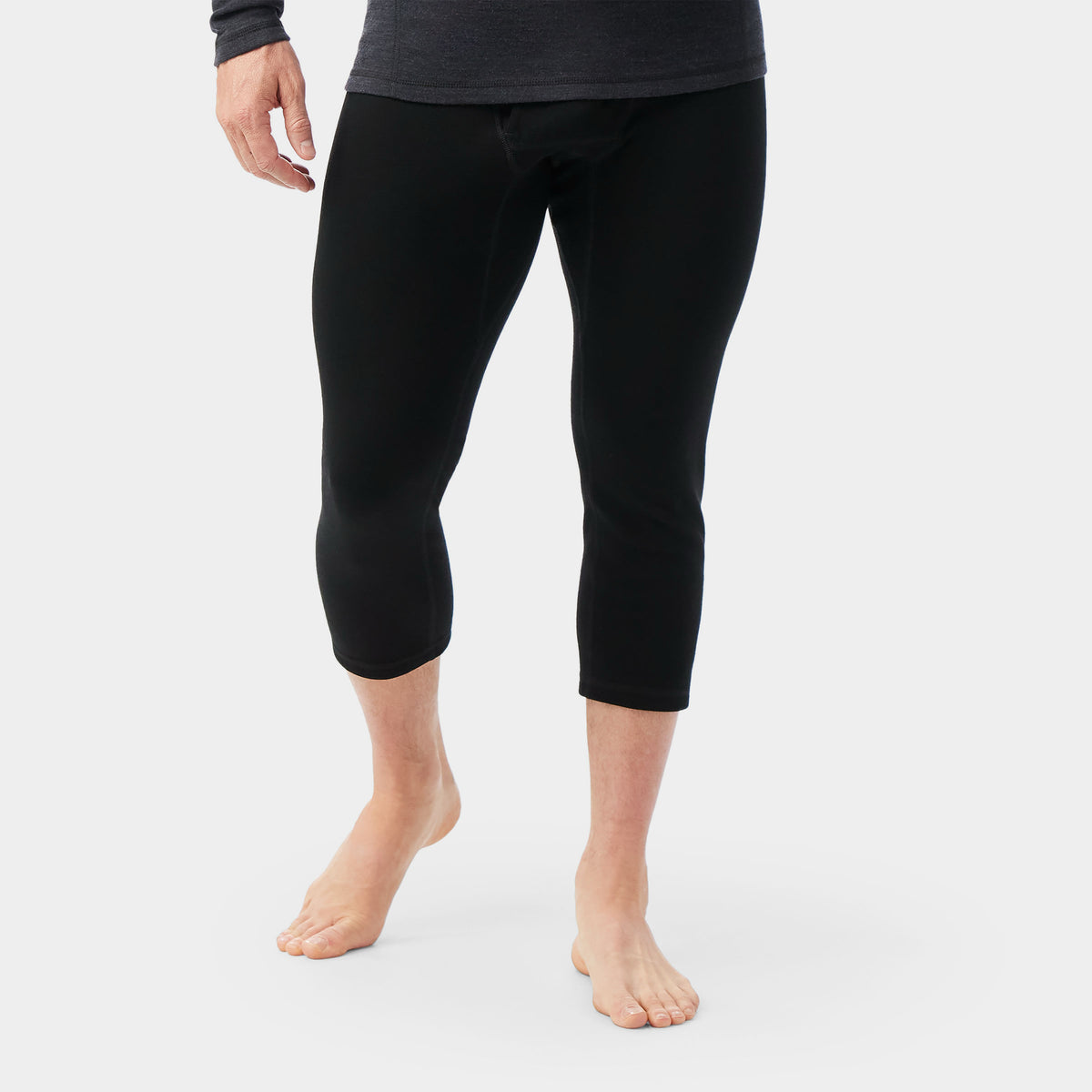 Men's Classic Thermal Merino Base Layer 3/4 Bottom Black - ver - 1