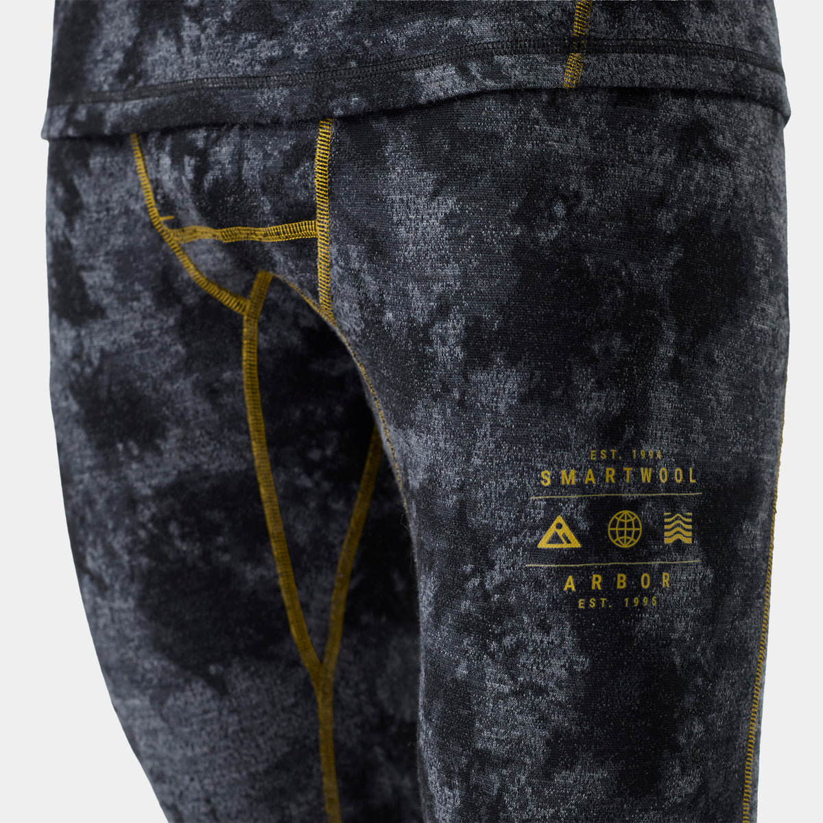 Men's Classic Thermal Merino Base Layer 3/4 Bottom Black Tie Dye-Honey Gold - ver - 3